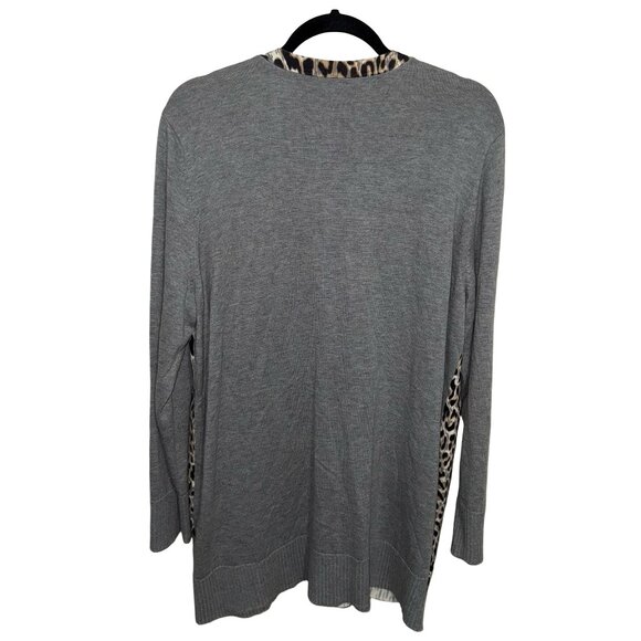 Chico Embellished Animal Print Gray Peyton Button Cardigan Sweater Size 3 XL/16 - Picture 5 of 15